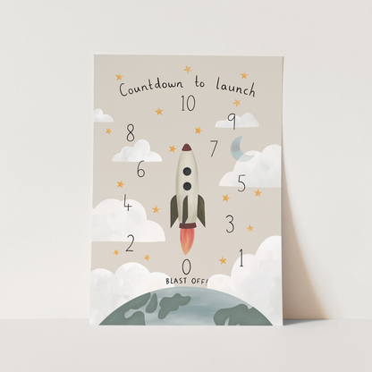 Kid of the Village Countdown to Launch Fine Art Print - Stone