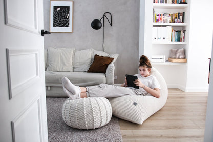 Zuri House Knitted Bean Bag - Ivory