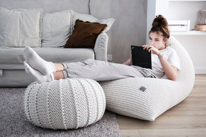 Zuri House Knitted Bean Bag - Ivory