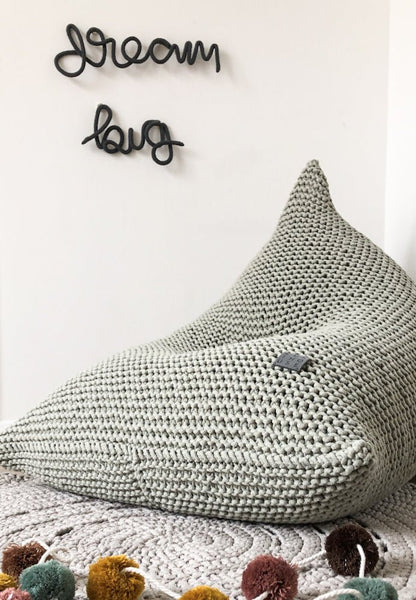 Zuri House Knitted Bean Bag - Light Olive