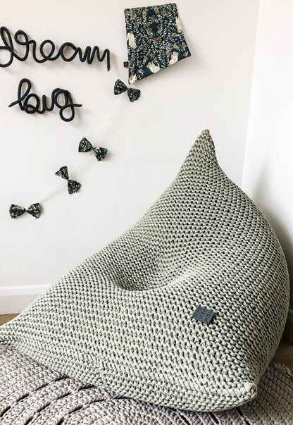 Zuri House Knitted Bean Bag - Light Olive