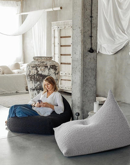 Zuri House Knitted Bean Bag - Light Grey