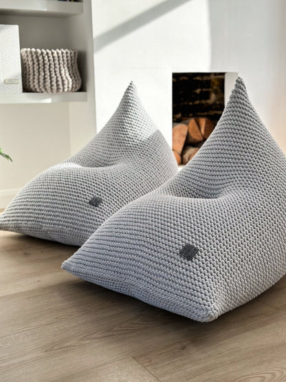 Zuri House Knitted Bean Bag - Light Grey