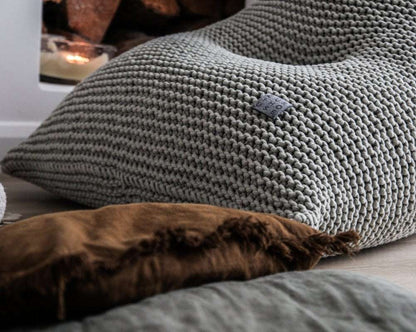 Zuri House Knitted Bean Bag - Light Olive