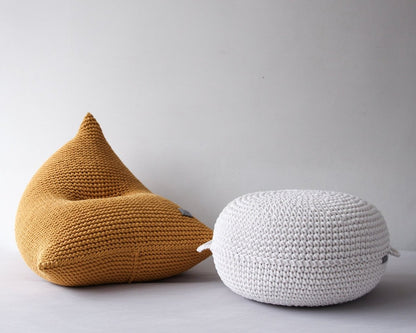 Zuri House Knitted Bean Bag - Mustard