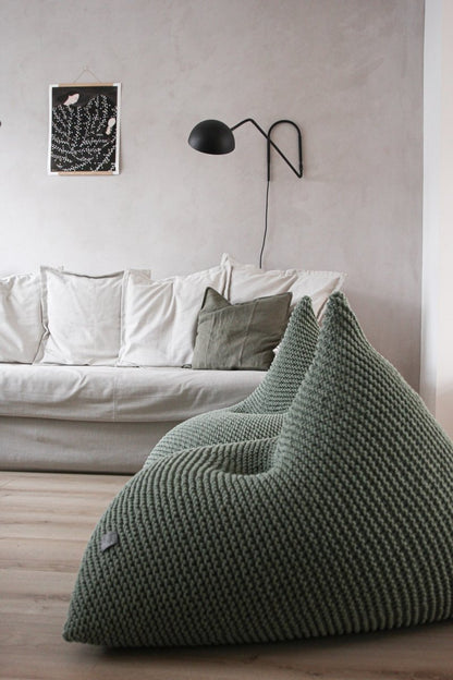 Zuri House Knitted Bean Bag - Sage