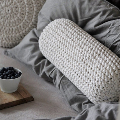 Zuri House Knitted Bolster Cushion - Ivory