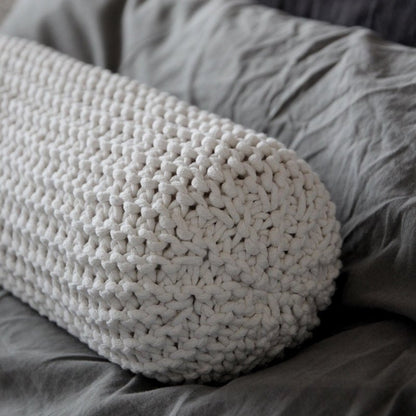 Zuri House Knitted Bolster Cushion - Ivory