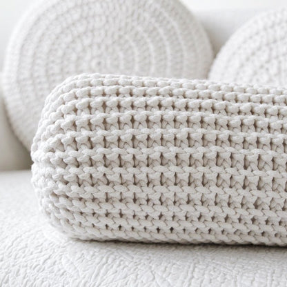 Zuri House Knitted Bolster Cushion - Ivory