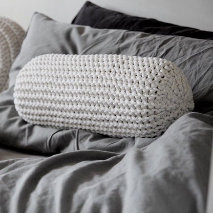 Zuri House Knitted Bolster Cushion - Ivory
