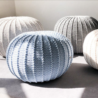 Zuri House Knitted Pouffe - Baby Blue