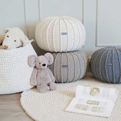 Zuri House Knitted Pouffe - Beige