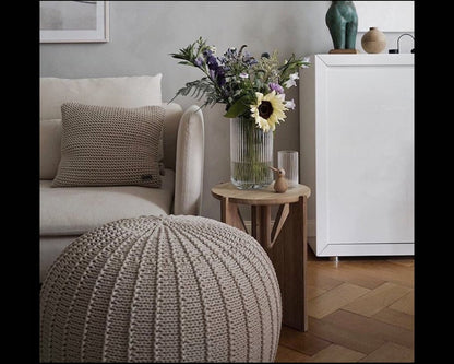Zuri House Knitted Pouffe - Beige