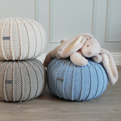 Zuri House Knitted Pouffe - Beige