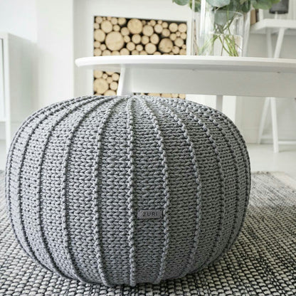 Zuri House Knitted Pouffe - Dark Grey