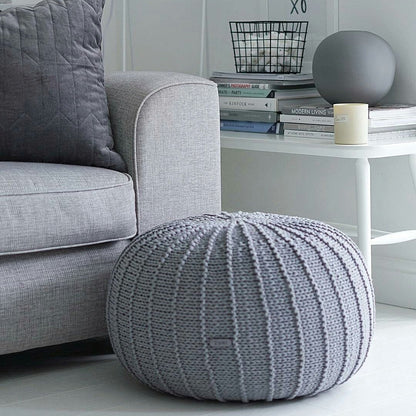 Zuri House Knitted Pouffe - Dark Grey