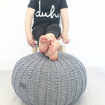 Zuri House Knitted Pouffe - Dark Grey