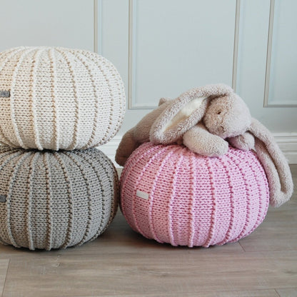 Zuri House Knitted Pouffe - Ivory