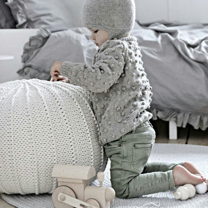 Zuri House Knitted Pouffe - Ivory