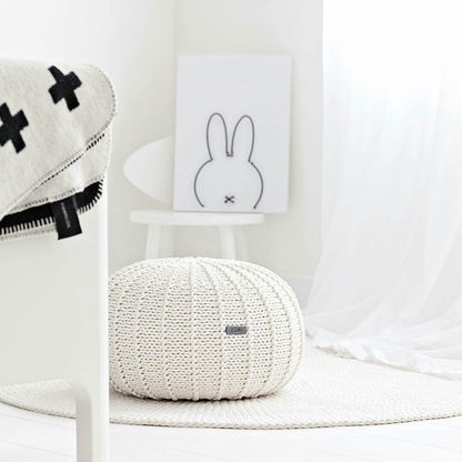 Zuri House Knitted Pouffe - Ivory