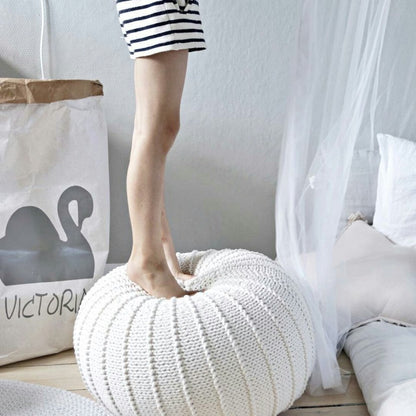 Zuri House Knitted Pouffe - Ivory