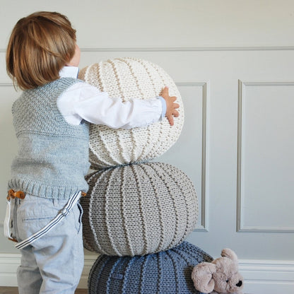 Zuri House Knitted Pouffe - Ivory