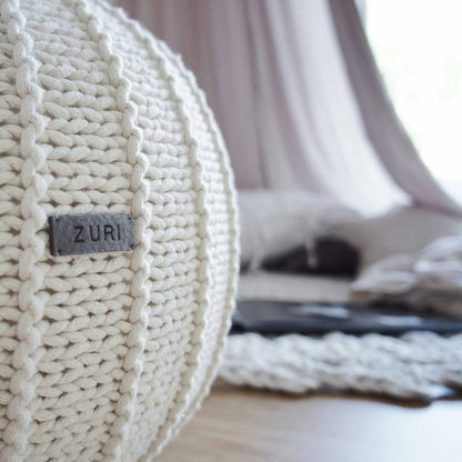 Zuri House Knitted Pouffe - Ivory