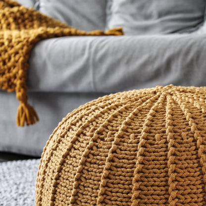 Zuri House Knitted Pouffe - Mustard