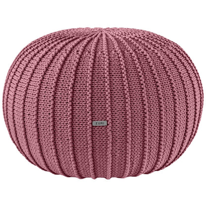 Zuri House Knitted Pouffe - Old Rose