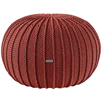 Zuri House Knitted Pouffe - Terracotta