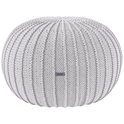 Zuri House Knitted Pouffe - Light Grey