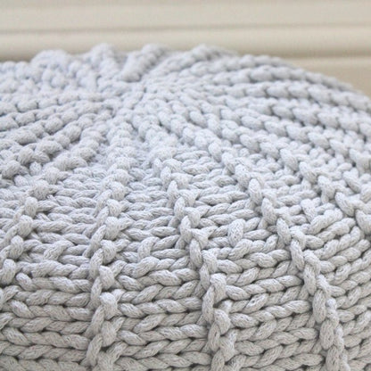 Zuri House Knitted Pouffe - Light Grey