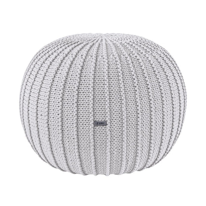 Zuri House Knitted Pouffe - Light Grey