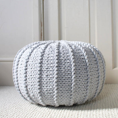 Zuri House Knitted Pouffe - Light Grey