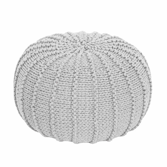 Zuri House Knitted Pouffe - Light Grey