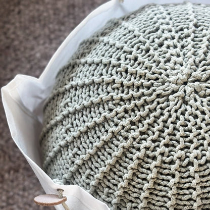 Zuri House Knitted Pouffe - Light Olive