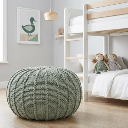 Zuri House Knitted Pouffe - Light Olive