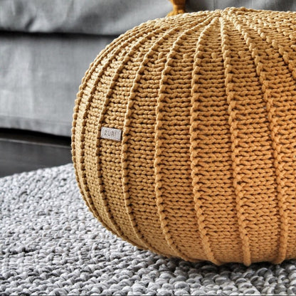 Zuri House Knitted Pouffe - Mustard