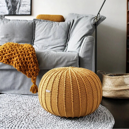 Zuri House Knitted Pouffe - Mustard