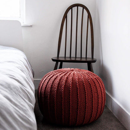 Zuri House Knitted Pouffe - Terracotta