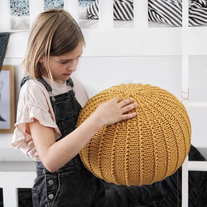 Zuri House Knitted Pouffe - Mustard