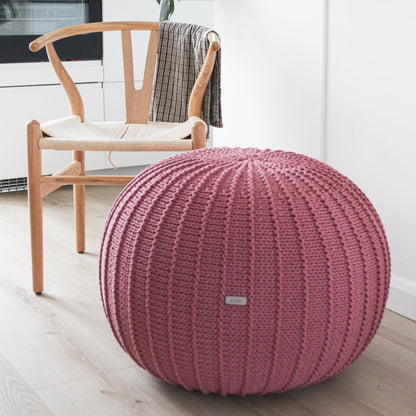 Zuri House Knitted Pouffe - Old Rose