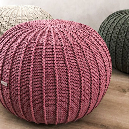Zuri House Knitted Pouffe - Old Rose
