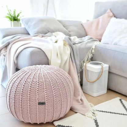 Zuri House Knitted Pouffe - Pale Pink