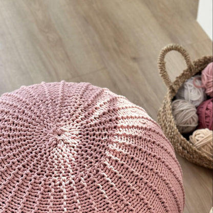 Zuri House Knitted Pouffe - Powder Pink