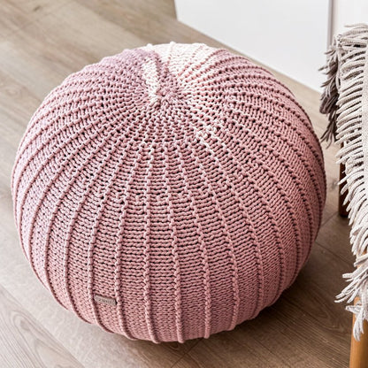 Zuri House Knitted Pouffe - Powder Pink