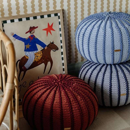 Zuri House Knitted Pouffe Ziggy - Baby Blue