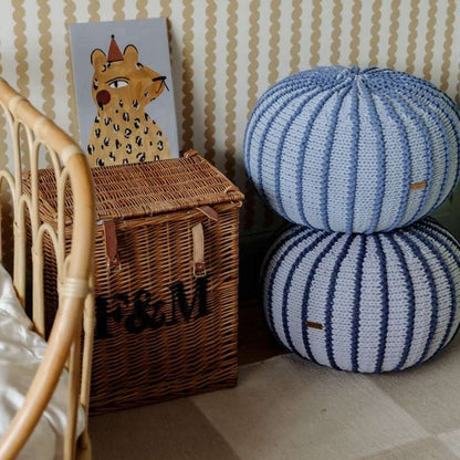 Zuri House Knitted Pouffe Ziggy - Baby Blue