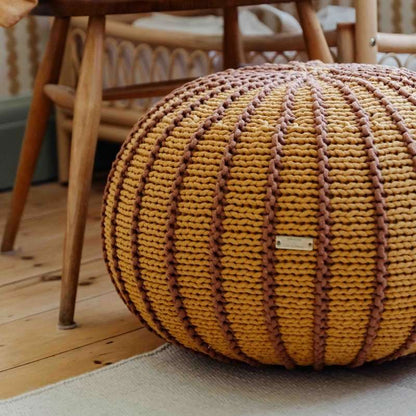 Zuri House Knitted Pouffe Ziggy - Cinnamon