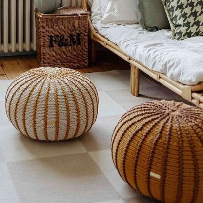 Zuri House Knitted Pouffe Ziggy - Cinnamon